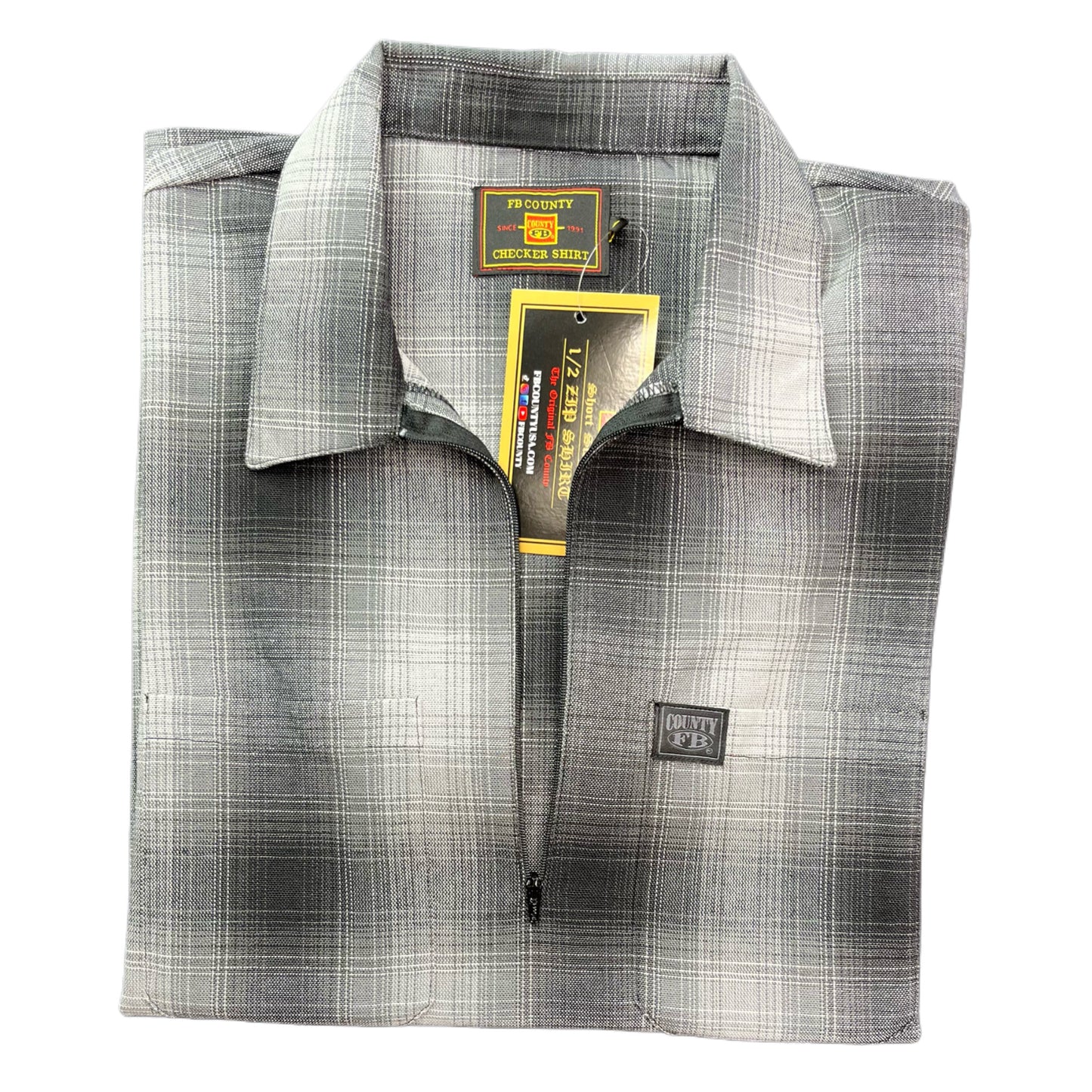 FB County Short Sleeve Checker Zip Shirt