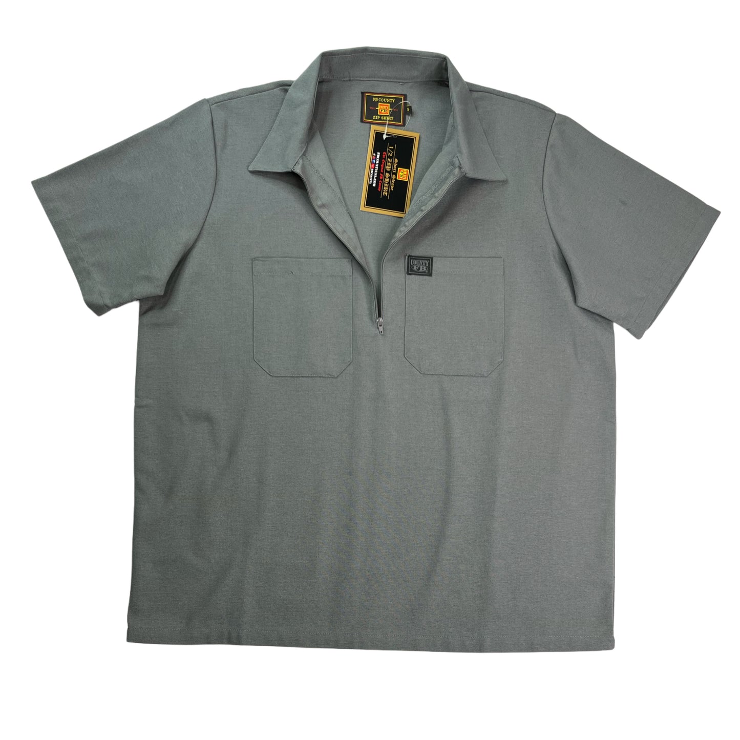 FB County Short Sleeve Checker Zip Shirt