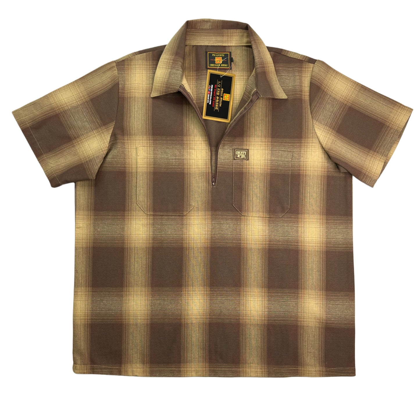 FB County Short Sleeve Checker Zip Shirt