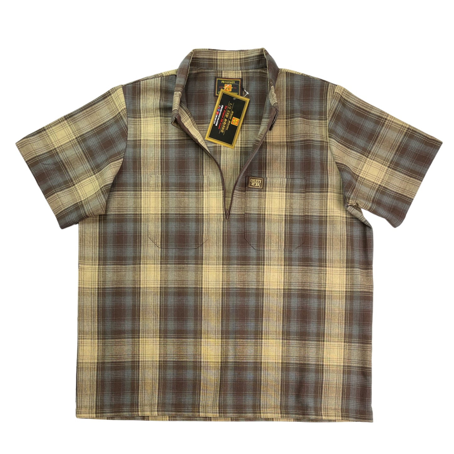 FB County Short Sleeve Checker Zip Shirt