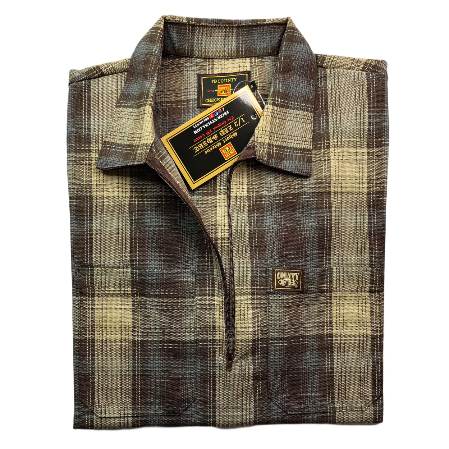 FB County Short Sleeve Checker Zip Shirt