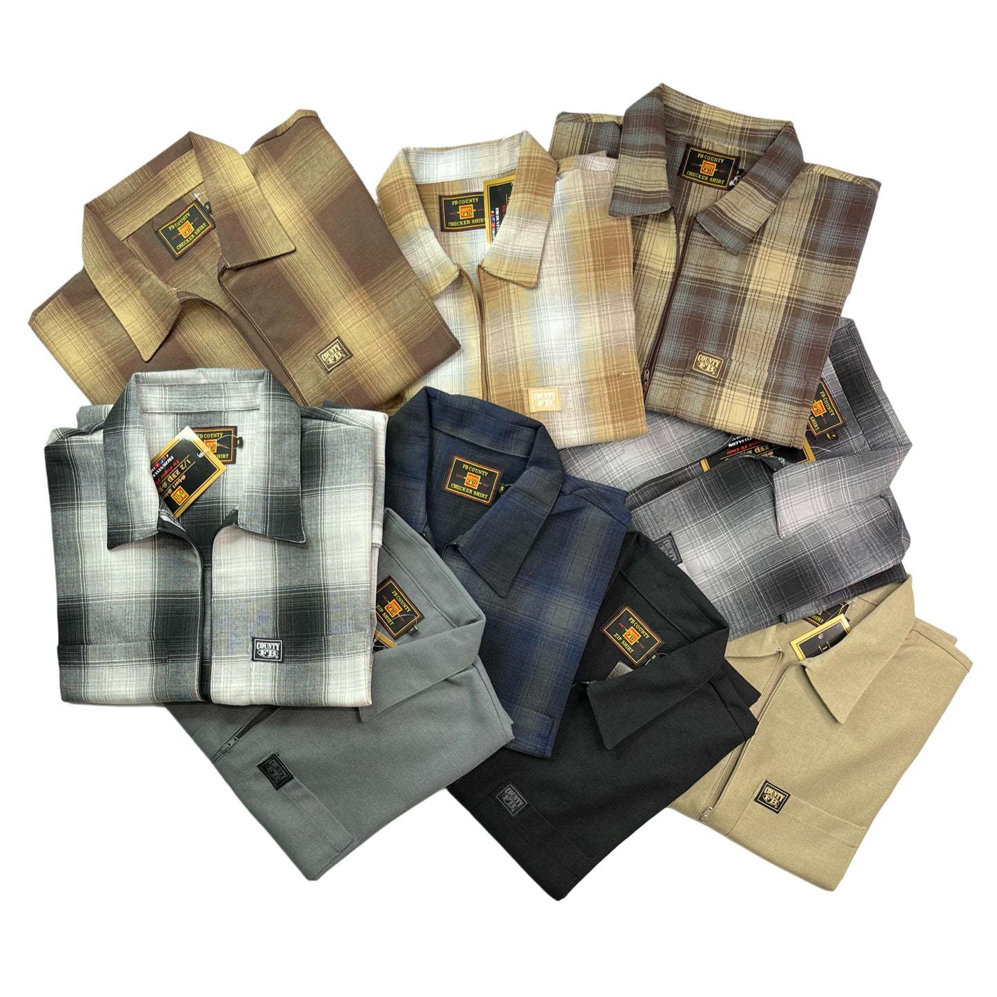 FB County Short Sleeve Checker Zip Shirt