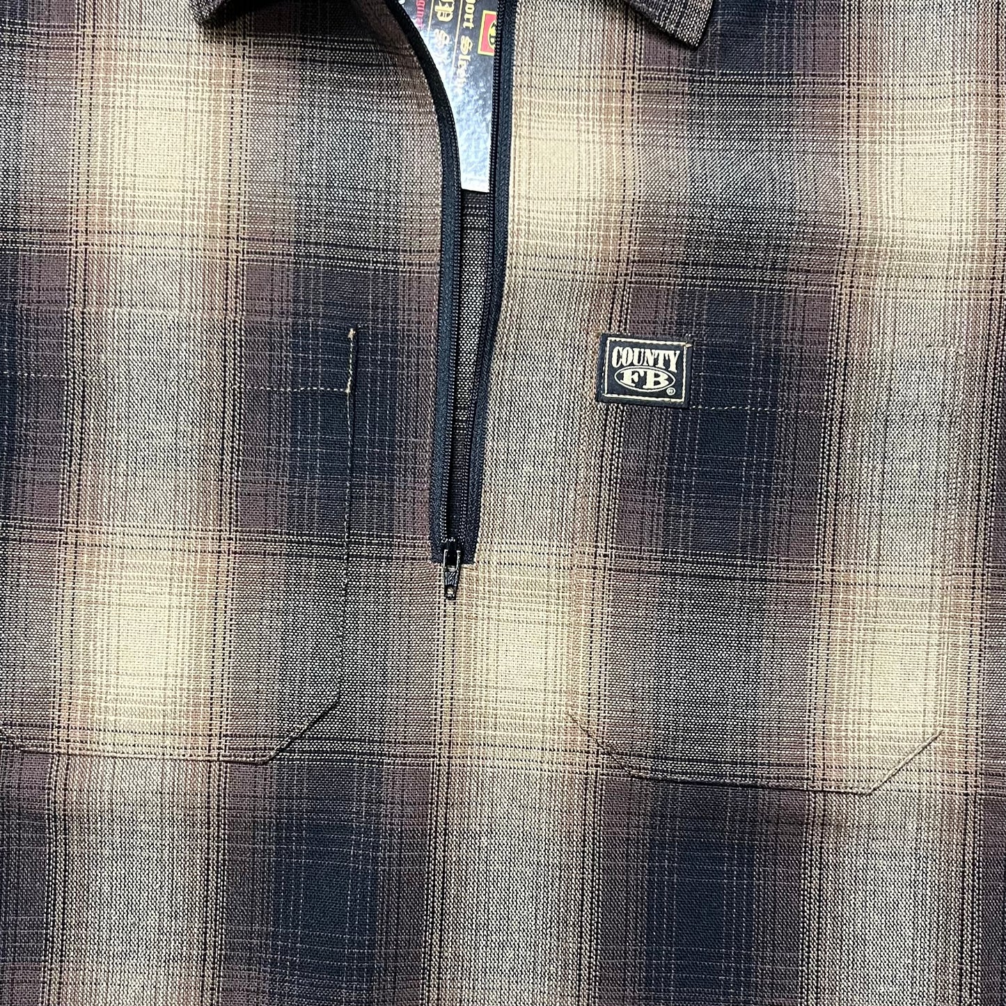 FB County Short Sleeve Checker Zip Shirt