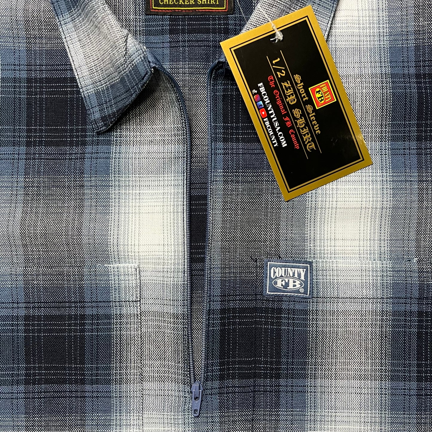 FB County Short Sleeve Checker Zip Shirt