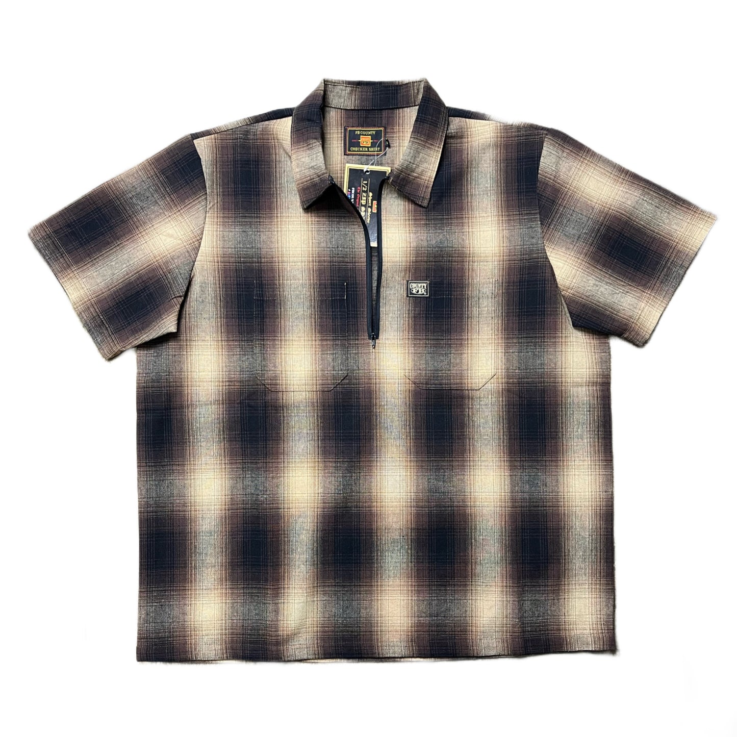 FB County Short Sleeve Checker Zip Shirt