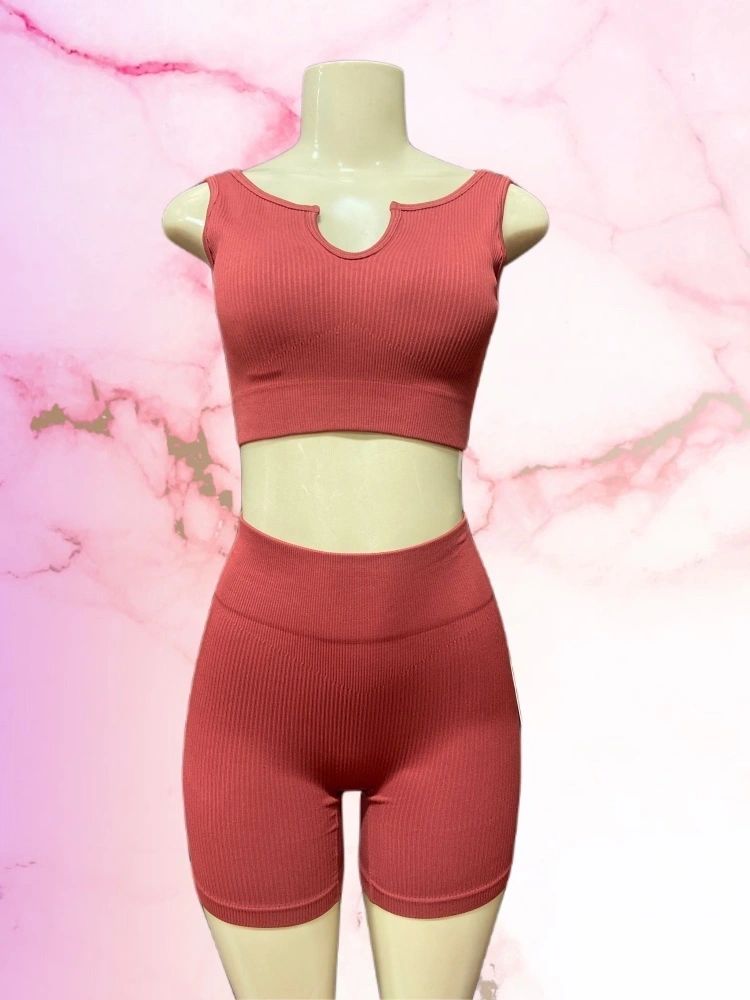 High Stretch Ribbed Tank Top & Biker Shorts