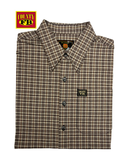 FB County vintage long collar short sleeve checker shirt