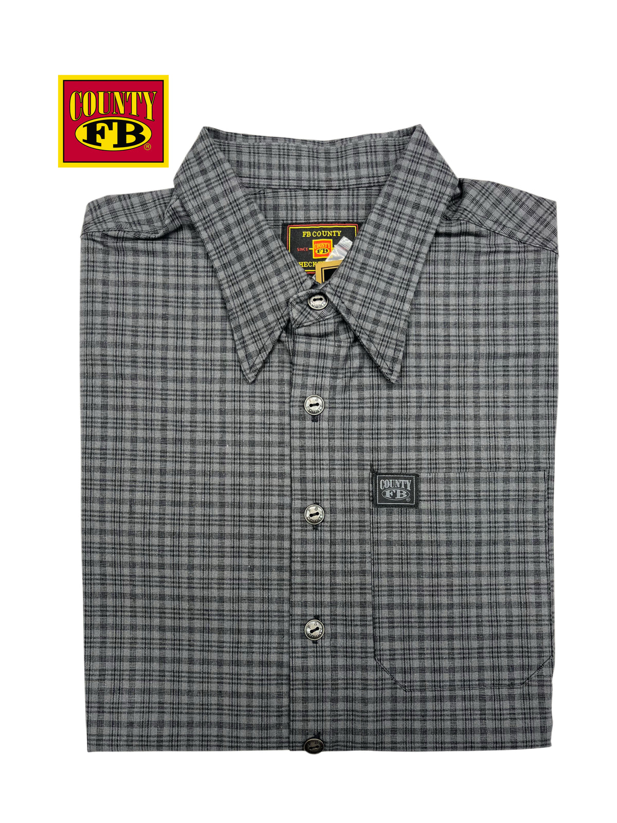FB County vintage long collar short sleeve checker shirt