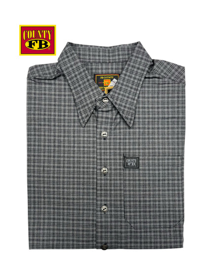FB County vintage long collar short sleeve checker shirt
