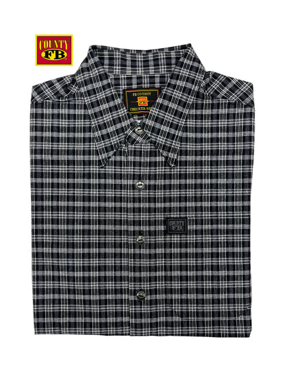 FB County vintage long collar short sleeve checker shirt