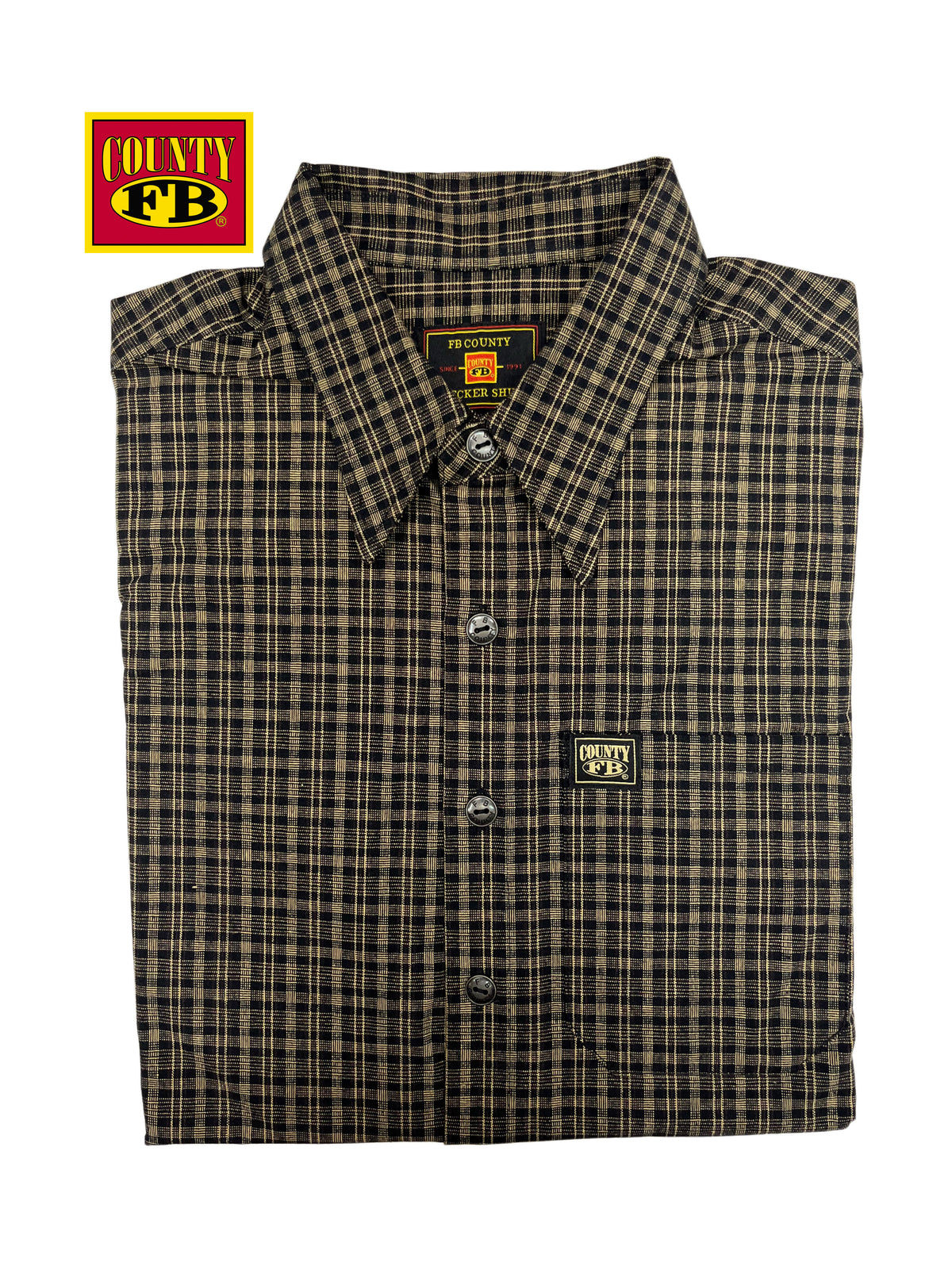 FB County vintage long collar short sleeve checker shirt