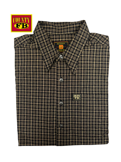 FB County vintage long collar short sleeve checker shirt