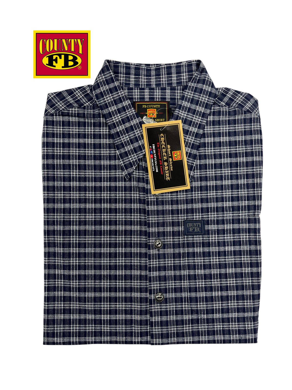 FB County vintage long collar short sleeve checker shirt