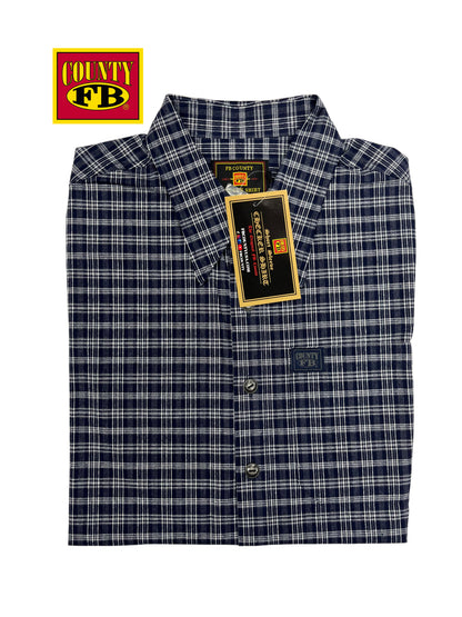 FB County vintage long collar short sleeve checker shirt