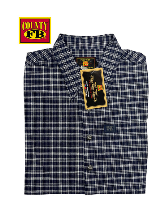 FB County vintage long collar short sleeve checker shirt