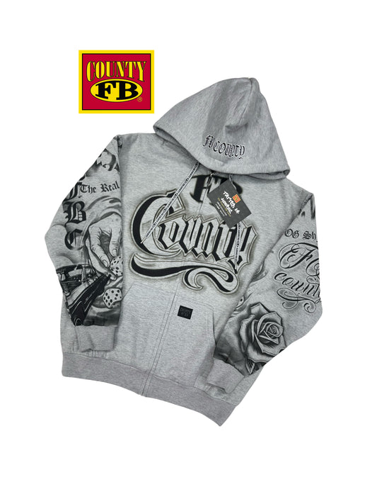 FB County Tatted up zip-up hoodie