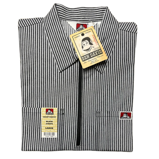 Ben Davis Half-Zip Stripe Shirt with Two Pockets