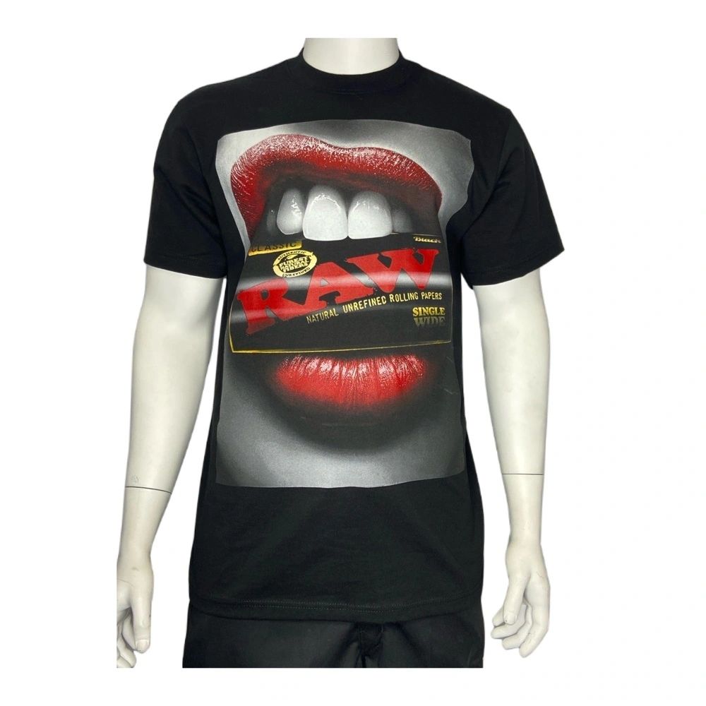 Biting RAW Red Lipstick Lips Heavy Weight Graphic T-shirt