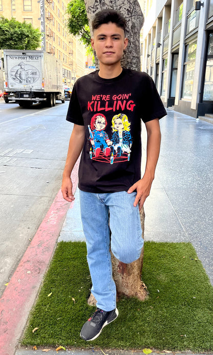 Chucky and Tiffany Killing Graphic Halloween T-shirt
