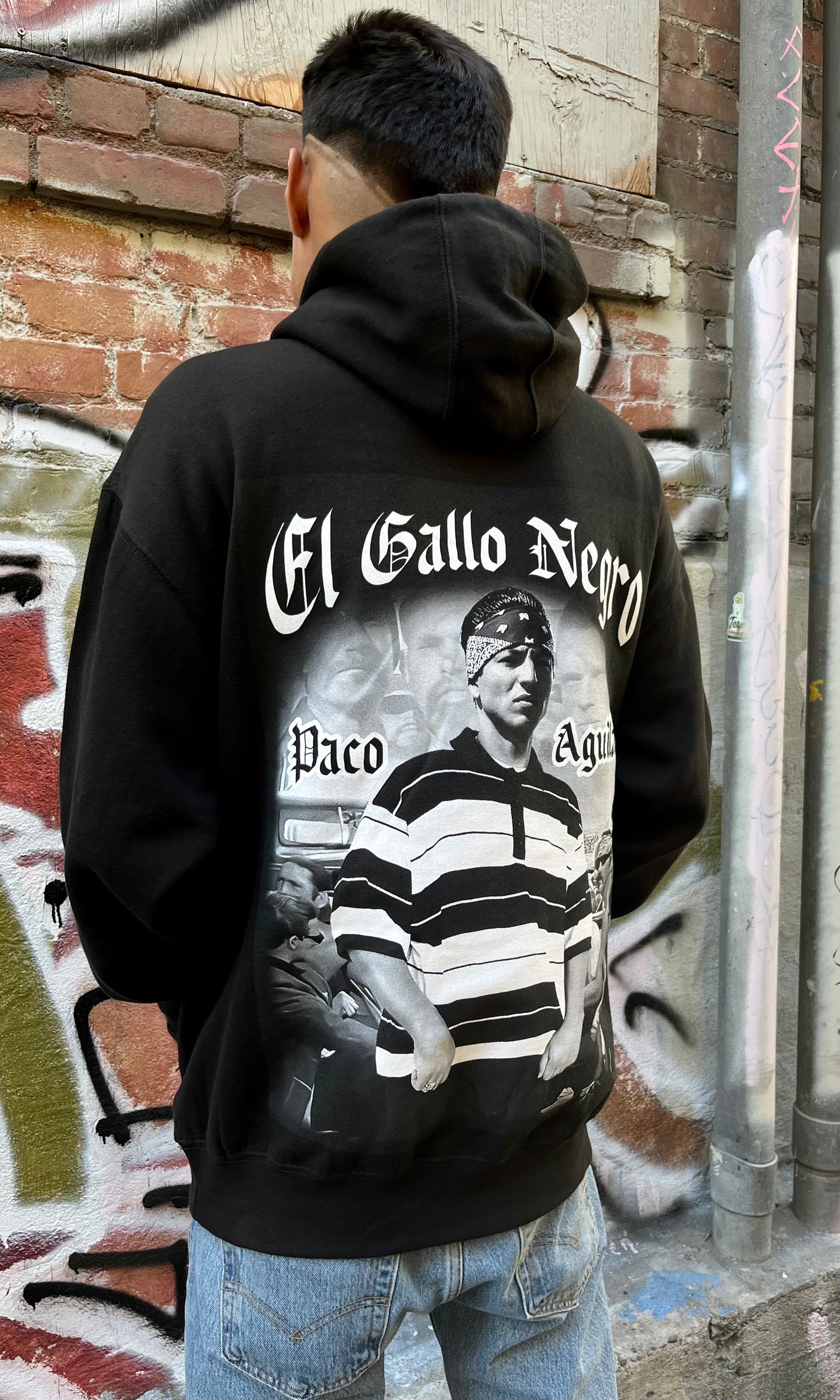 Paco Aguilar El Gallo Negro Double-Sided Graphic Hoodie