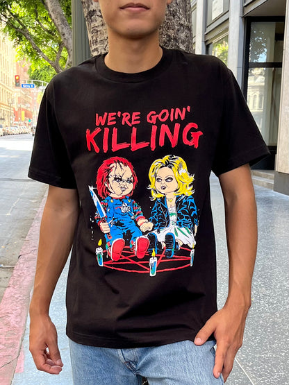 Chucky and Tiffany Killing Graphic Halloween T-shirt