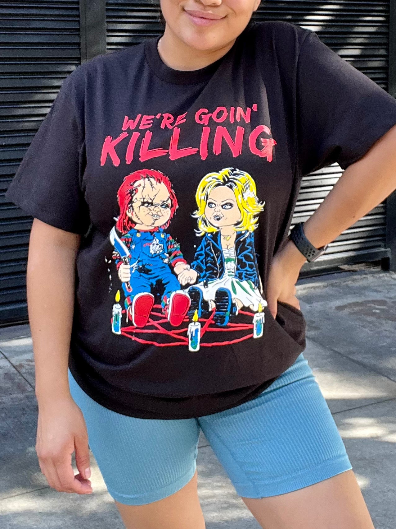 Chucky and Tiffany Killing Graphic Halloween T-shirt